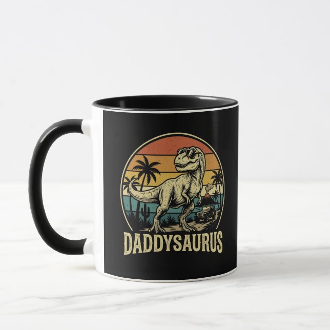 Daddy Trex Dinosaur Daddysaurus Retro Fathers Day  Mug (Left)