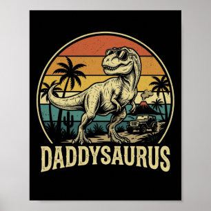 Daddy Trex Dinosaur Daddysaurus Retro Fathers Day Poster