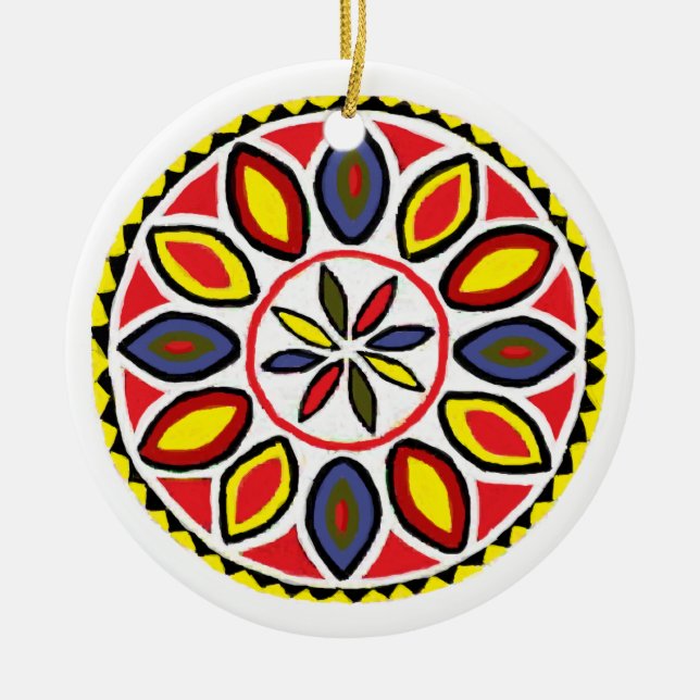 Daddy & Triple Star Hex Ceramic Tree Decoration (Front)