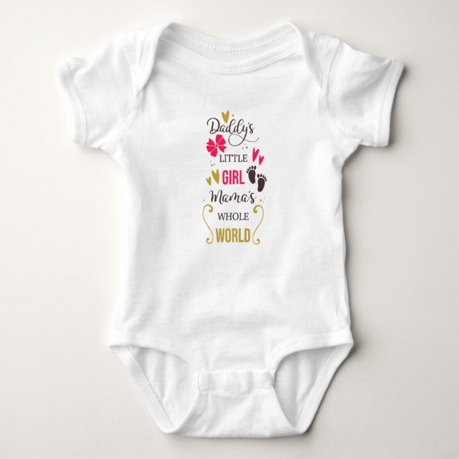 Daddy Typography Pink Girly Baby Glam Bodysuit (Front)