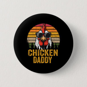 Daddy Vintage Rooster For Dad Farmer Fathers Day M 6 Cm Round Badge