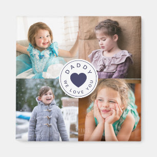 Daddy We Love You Blue Heart Kids Photos Magnet