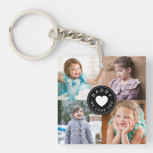 Daddy We Love You Cute Kids 4 Photo Collage  Key Ring