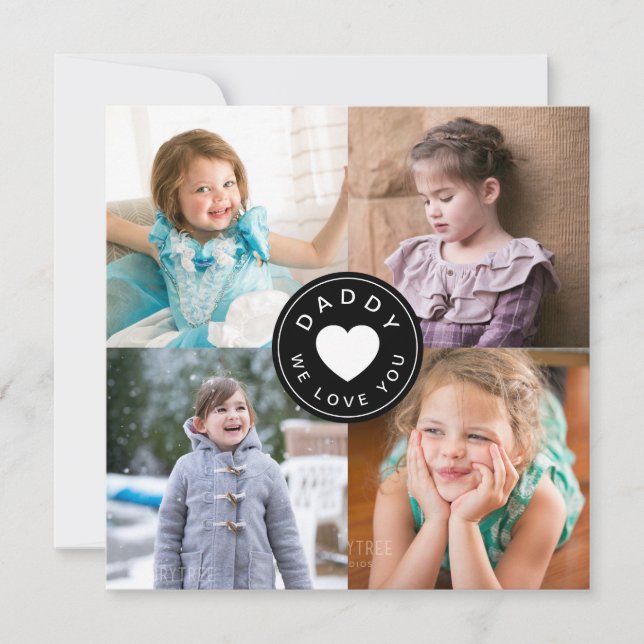 Daddy We Love You Heart 4 Photo Collage (Front)