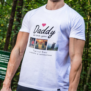 Daddy we love you Script 3 Photo Collage Father T-Shirt