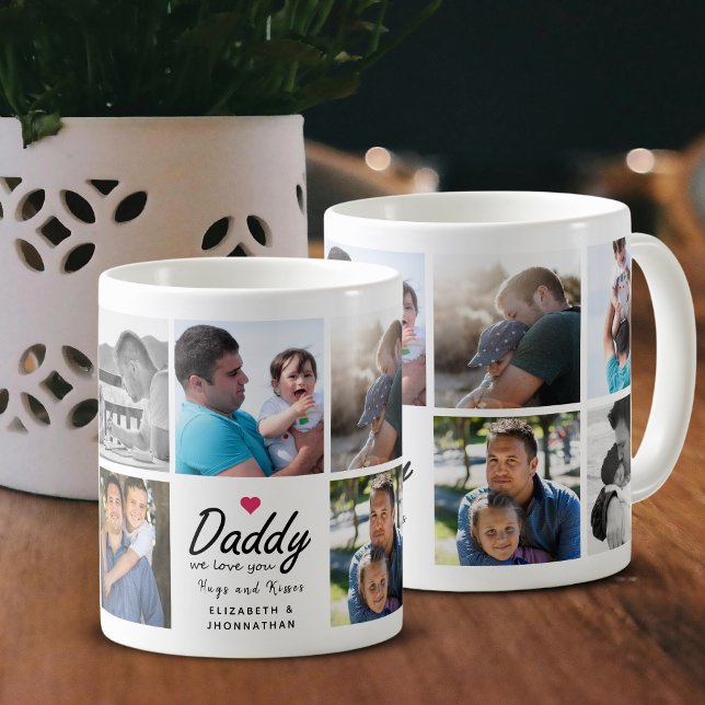 Daddy we love you Script Father Kids Photo Collage Coffee Mug (Creator Uploaded)