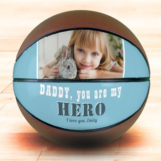 Daddy you are my Hero Blue Father`s Day Photo Basketball (Creator Uploaded)