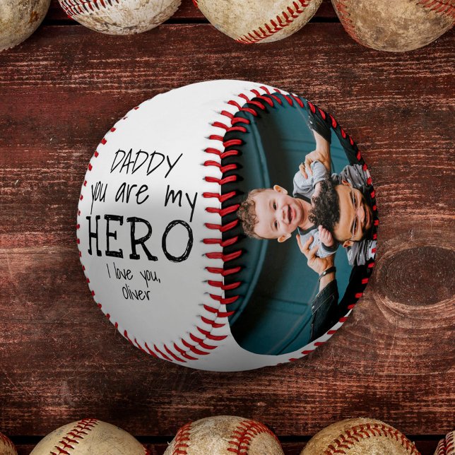 Daddy you are my Hero Dad 2 Photo Collage Baseball (Creator Uploaded)