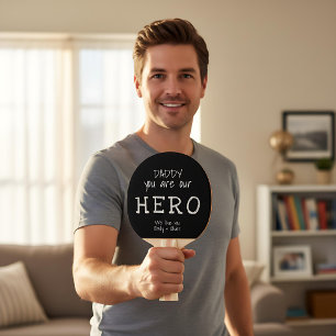 Daddy you are our Hero Typography Father`s Day Ping Pong Paddle