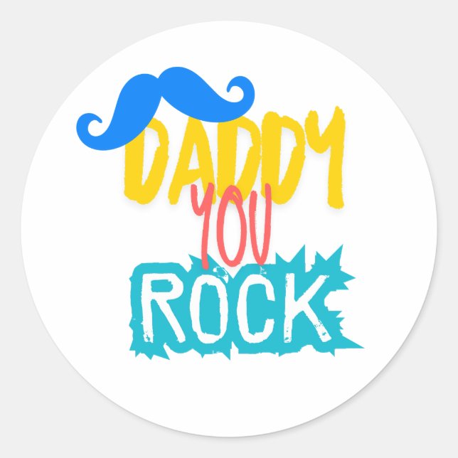 Daddy You Rock Classic Round Sticker (Front)