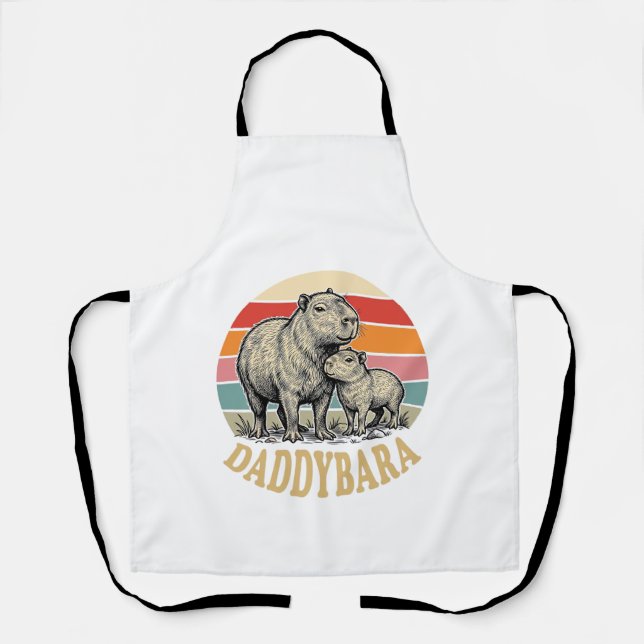 Daddybara Capybara Dad Vintage Sunset Shirt_1 Apron (Front)
