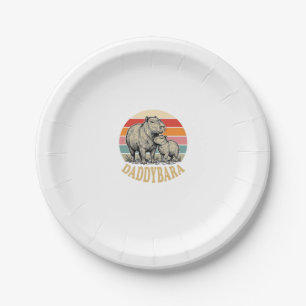 Daddybara Capybara Dad Vintage Sunset Shirt_1 Paper Plate