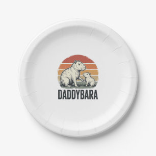 Daddybara Capybara Vintage Sunset Shirt Design_1 Paper Plate