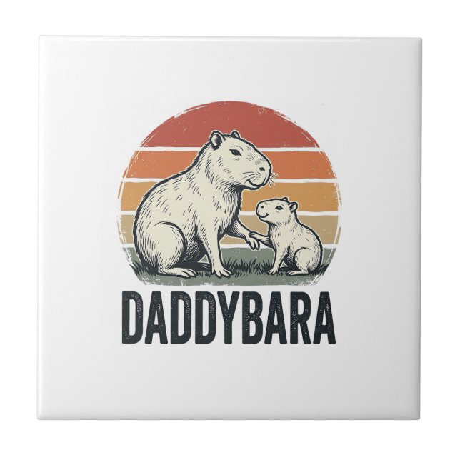 Daddybara Capybara Vintage Sunset Shirt Design_1 Tile (Front)