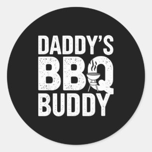 Daddy's bbq buddy funny grilling text graphic classic round sticker