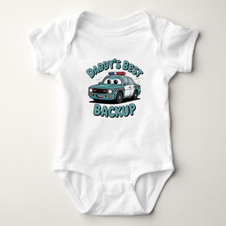 Daddy's Best Backup Baby (Police Car Design) Baby Bodysuit