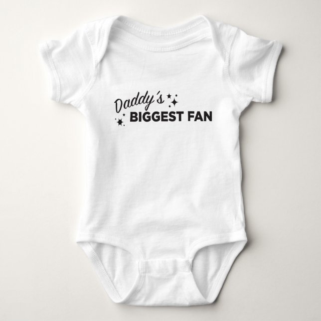 Daddy's Biggest Fan in Black Text | Cute Baby Bodysuit (Front)