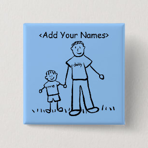 Daddy's Boy Button (Customise Names)