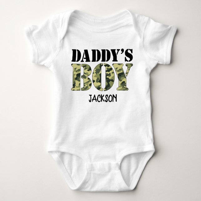 Daddy's Boy Camo Personalised Baby Bodysuit (Front)