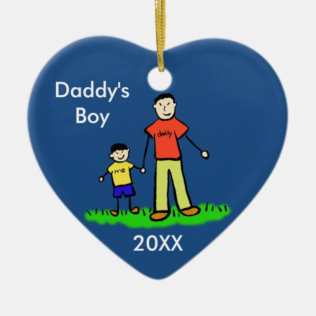 Daddy's Boy Family Character Custom Photo Ornament (Front)