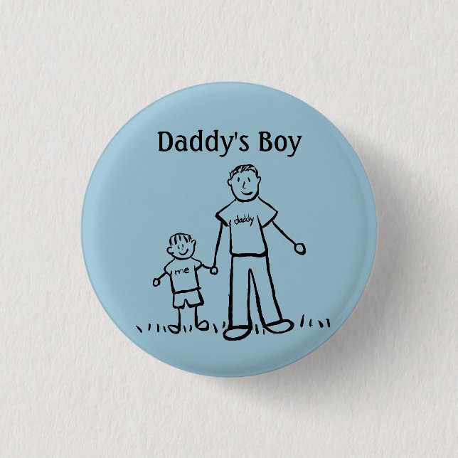 Daddy's Boy Pin Custom Family Character Buttons (Front)