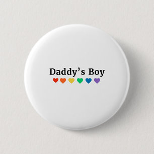 Daddy's Boy, Pride Rainbow Hearts, Funny Cool LGBT 6 Cm Round Badge