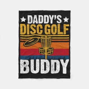 Daddy's Disc Golf Buddy - Retro Frisbee Golfer Dis Fleece Blanket