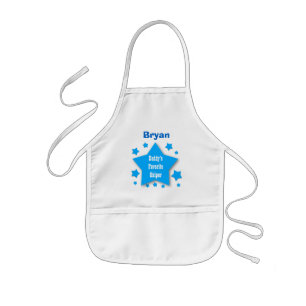 Daddy's Favourite Helper Custom Name BLUE STARS Kids Apron