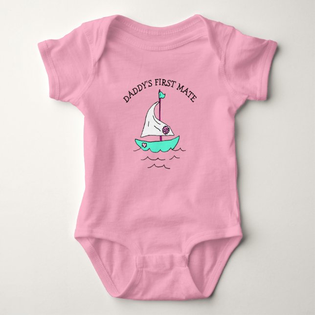 Daddy's First Mate Sailboat Baby Girl Bodysuit (Front)