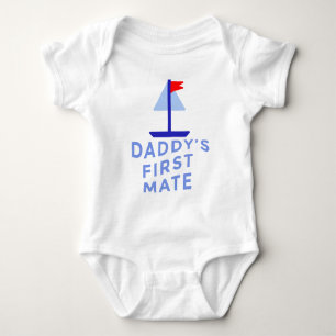 Daddy's First Mate with Sailboat Baby Bodysuit