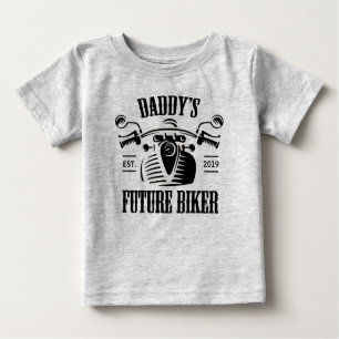 Daddy's Future Biker Motorcycle Skull Personalised Baby T-Shirt