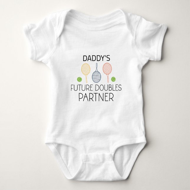 Daddy's Future Doubles Partner Tennis Baby Bodysuit (Front)