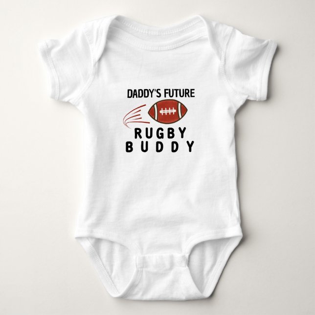Daddy's Future Rugby Buddy Rugby Player Baby Bodysuit (Front)