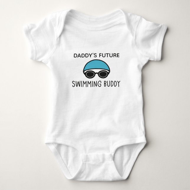 Daddy's Future Swimming Buddy Swimmer Baby Bodysuit (Front)