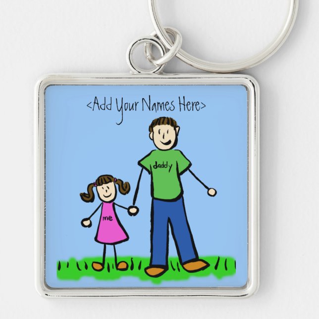 Daddy's Girl Brunette Keychain (Custom Names) (Front)