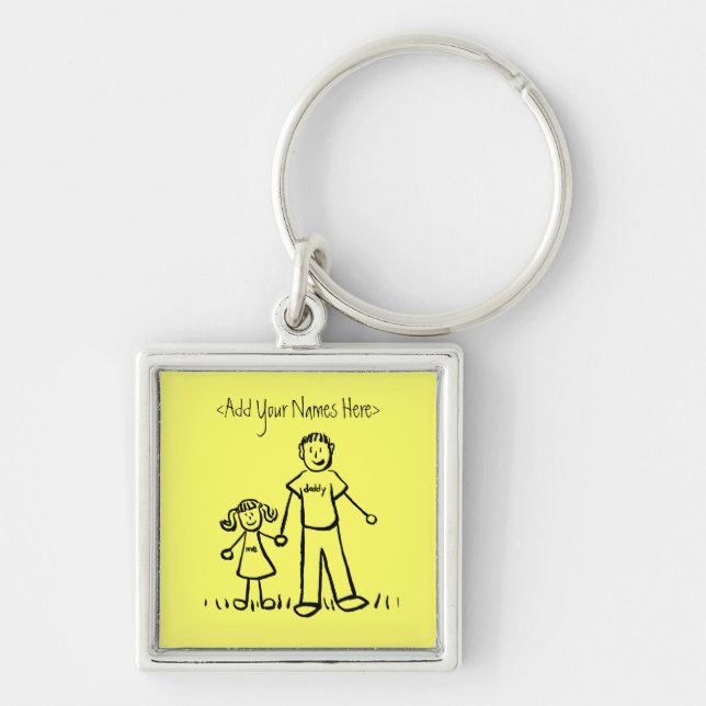 Daddy's Girl Drawing Keychain (Custom Names) (Front)