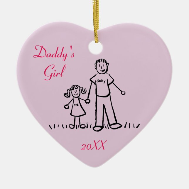 Daddy's Girl Family Character Art Custom Ornament (Front)