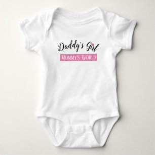 Daddy's Girl, Mummy's World Pink And Black Baby Bodysuit