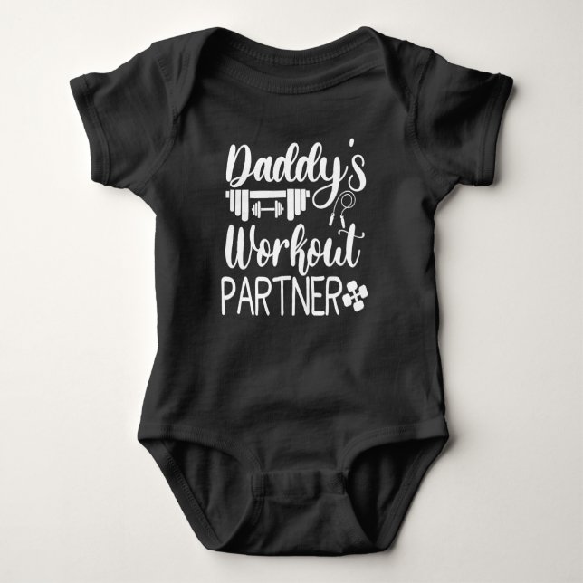 Daddy's Gym Baby Grow Funny Workout Gifts Baby Bodysuit (Front)