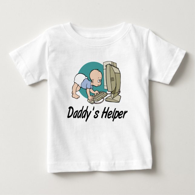 Daddy's Helper Computer Baby T-Shirt (Front)