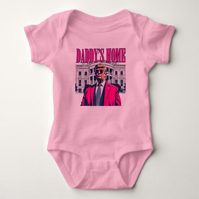 Daddy's Home Pink Trump Baby Bodysuit (Front)