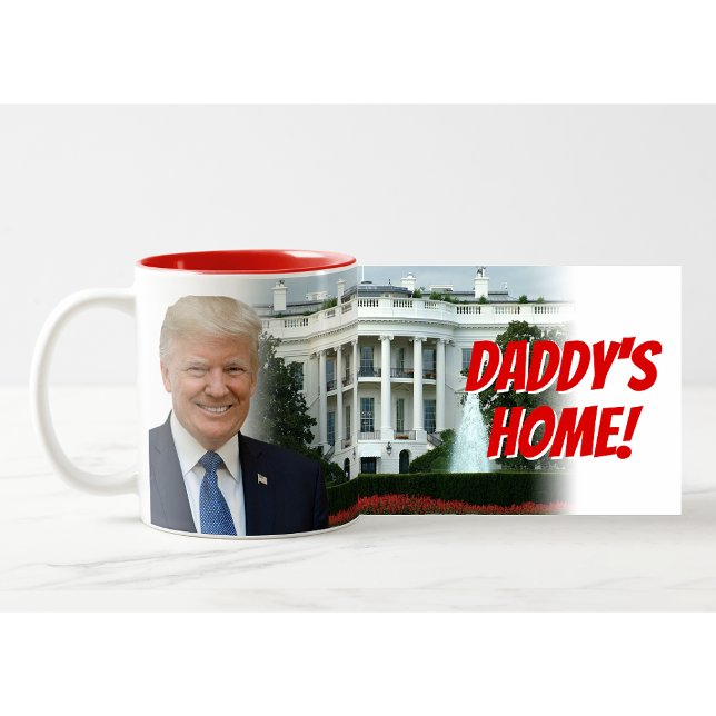 Daddy's Home President Donald Trump 2024 Win Two-Tone Coffee Mug (Daddys Home president donald j trump 2024 victory win coffee mug)