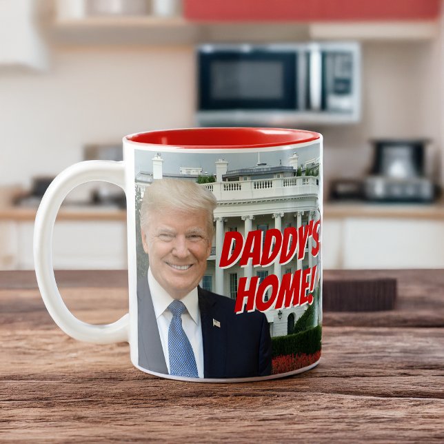 Daddy's Home President Donald Trump 2024 Win Two-Tone Coffee Mug (daddys home trump 2024 victory win president donald j trump election mug gift)