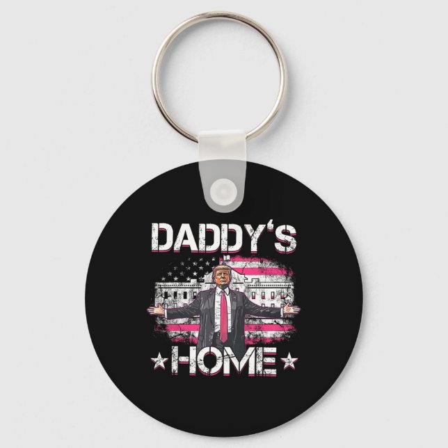 Daddys Home Trump Pink 2024 Funny Trump Take Ameri Key Ring (Front)