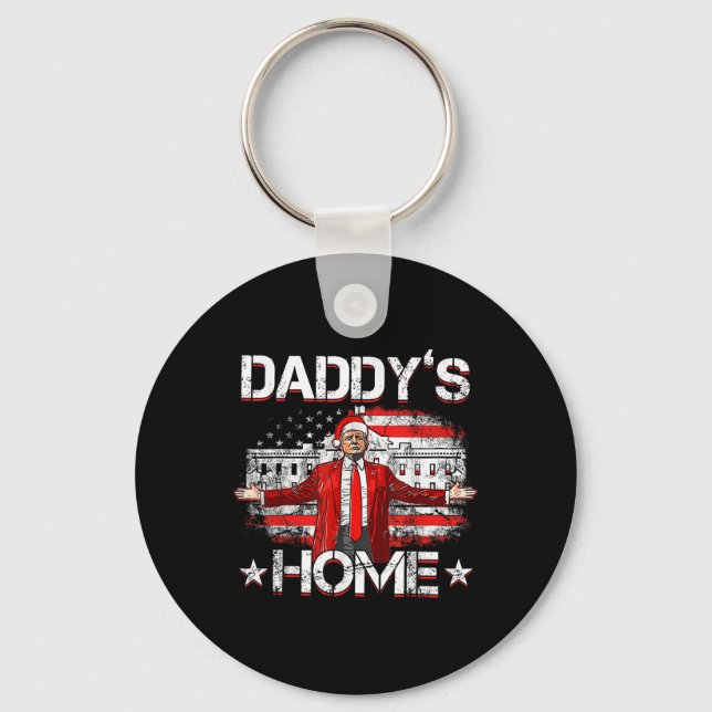 Daddys Home Trump Xmas 2024 Funny Trump Take Ameri Key Ring (Front)