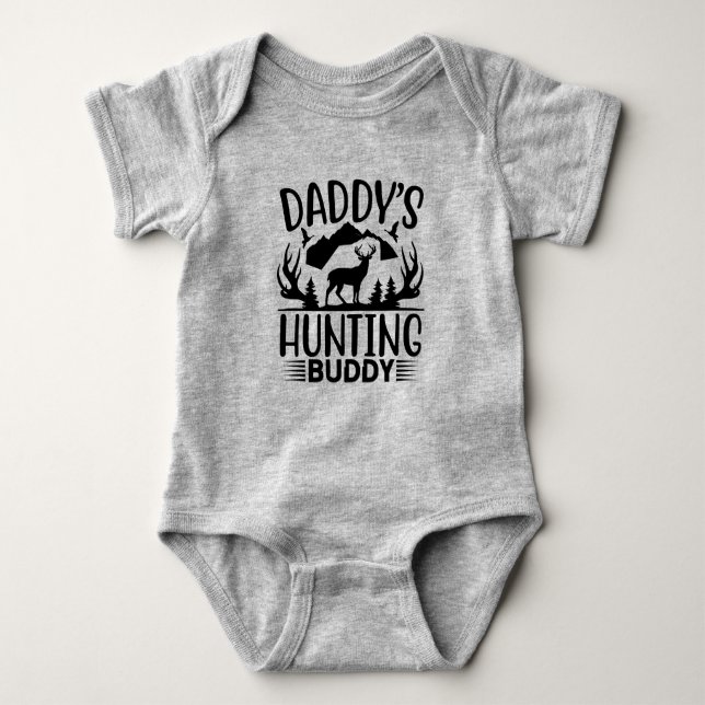 Daddy's Hunting Buddy with Deer  Baby Bodysuit (Front)