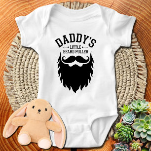 Daddy's Little Beard Puller Funny Father's Day Baby Bodysuit