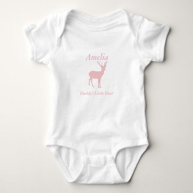 Daddy's Little Dear Baby Girl Deer Outfit Bodysuit (Front)