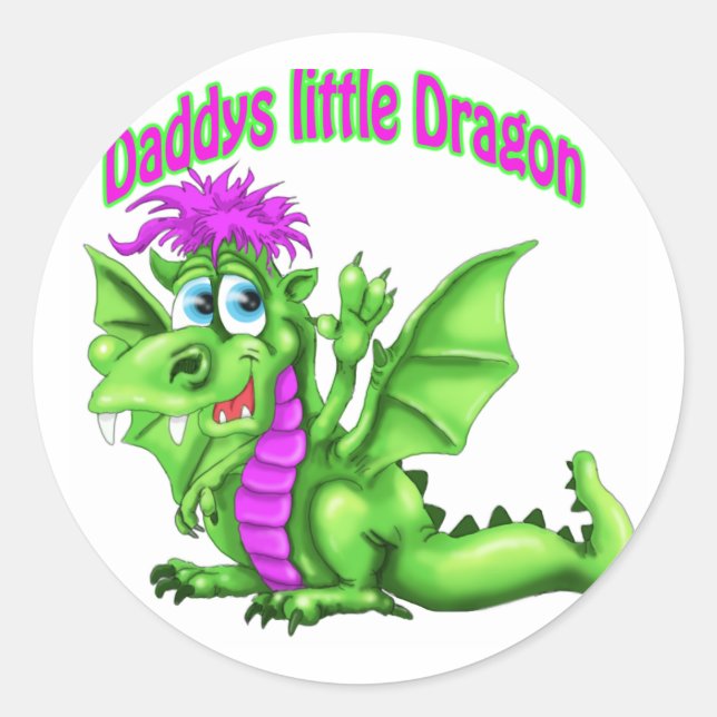 Daddy's Little dragon Classic Round Sticker (Front)