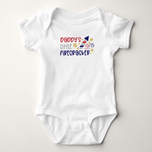 Daddy's Little Firecracker Baby T-Shirt Bodysuit (Front)
